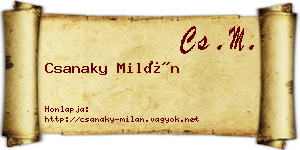 Csanaky Milán névjegykártya