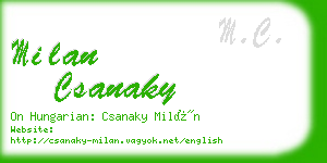 milan csanaky business card